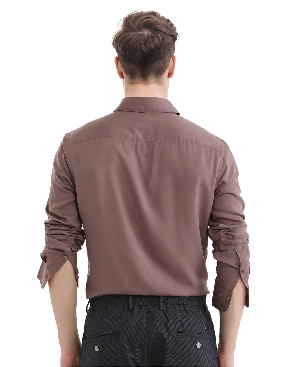 Rare Rabbit Men's Dub Dusky Purple Cotton Plain Regular Fit Full Sleeve Collared Shirt