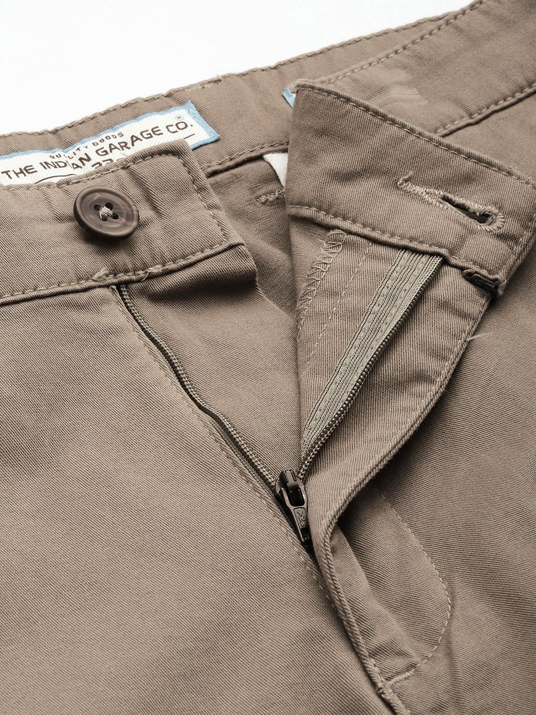Men's Taupe Regular Fit Solid Casual Shorts