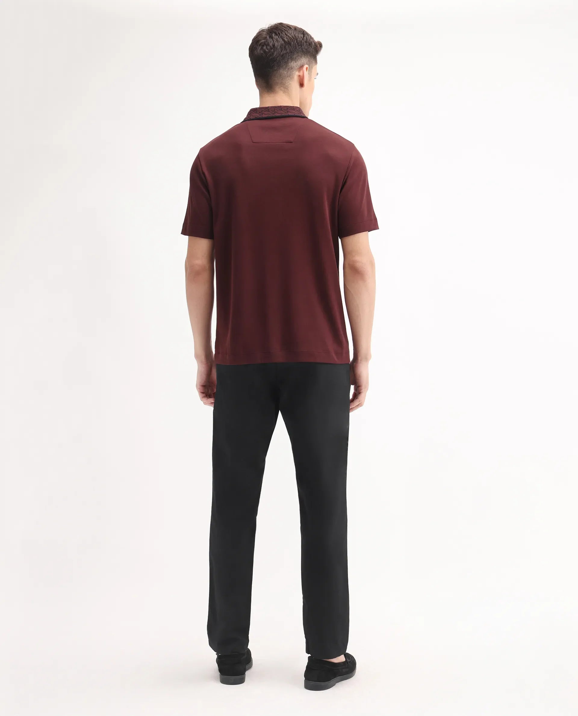 Rare Rabbit Men's Ebert Black Cotton Plain Regular Fit Trouser