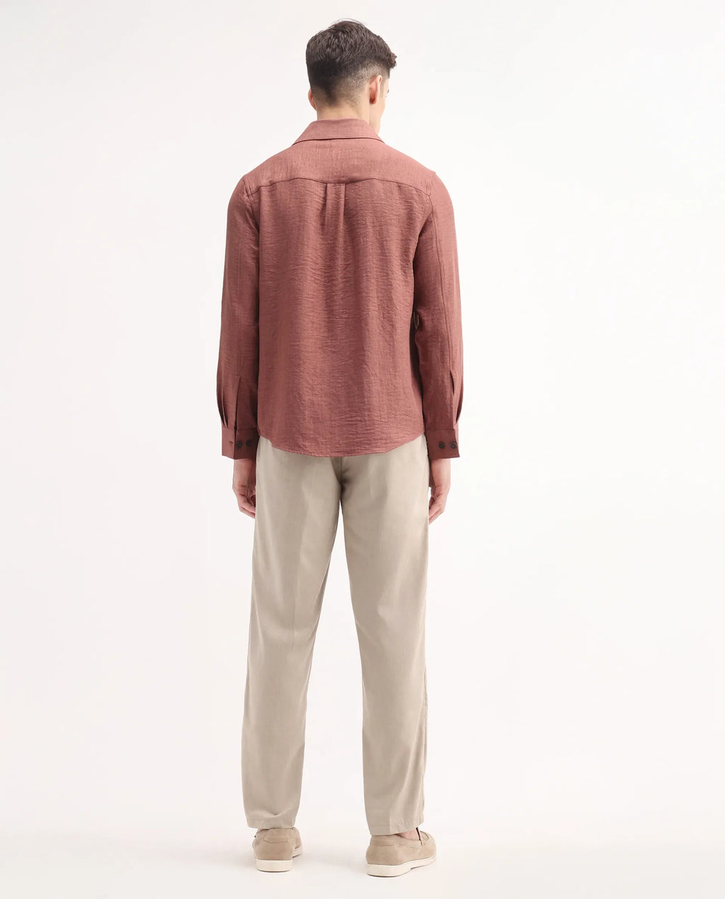 Rare Rabbit Men's Echo Beige Cotton Plain Regular Fit Trouser