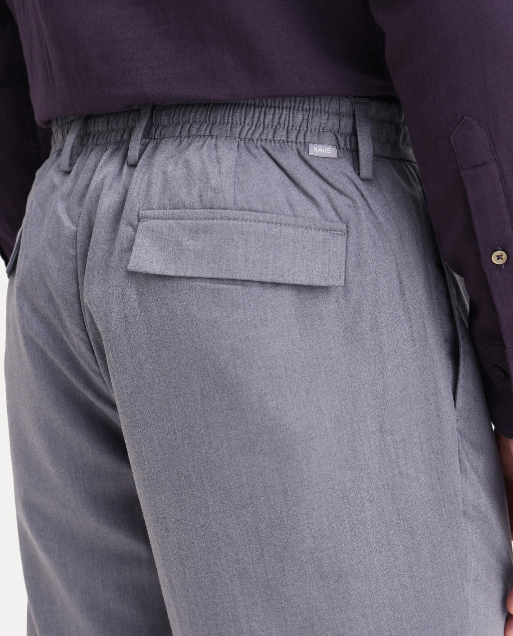 Rare Rabbit Men's Echo Light Purple Cotton Plain Regular Fit Trouser