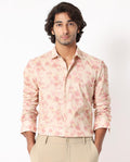 Rare Rabbit Men's Eliaa- Pink Cotton Floral Print Regular Fit Full Sleeve Collared Shirt