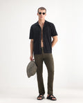 Rare Rabbit Men's Essen Dark Olive Cotton Plain Hawk Slim Fit Jeans