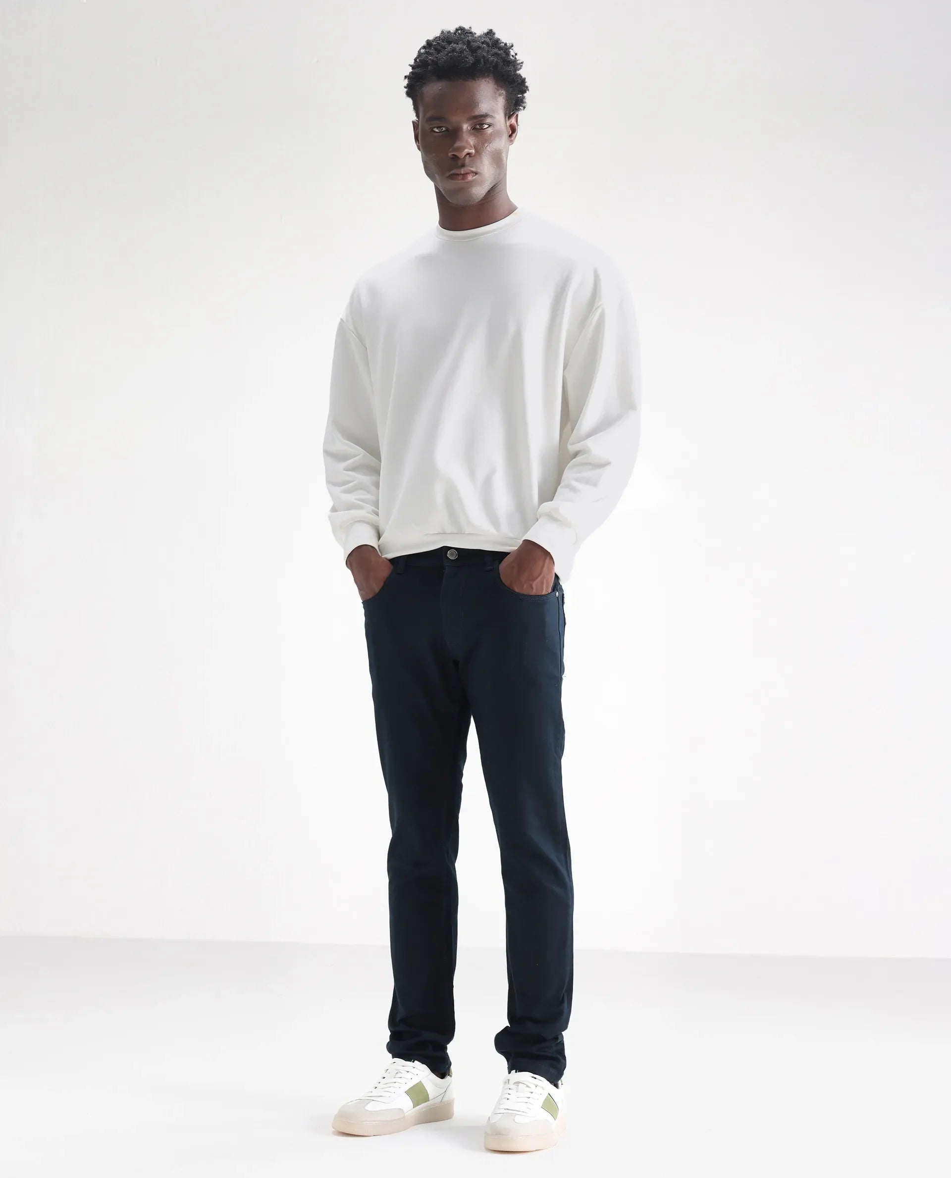 Rare Rabbit Men's Essen Dusky Teal Cotton Plain Hawk Slim Fit Jeans