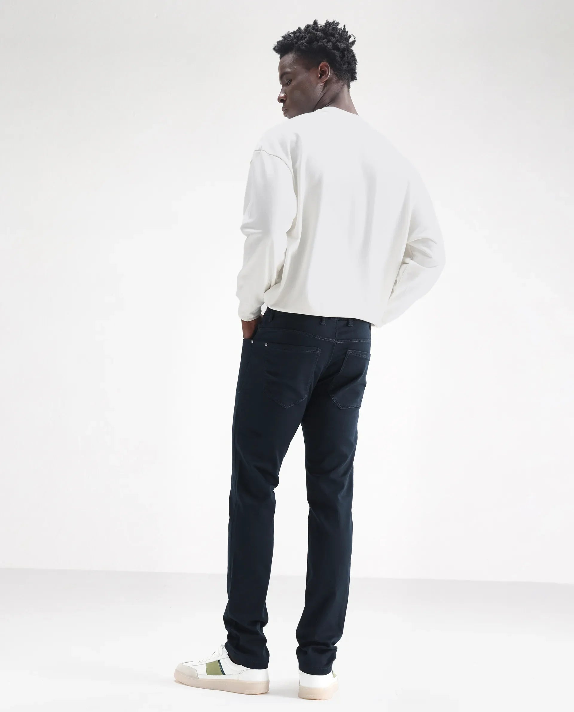 Rare Rabbit Men's Essen Dusky Teal Cotton Plain Hawk Slim Fit Jeans