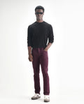 Rare Rabbit Men's Essen Dark Maroon Cotton Plain Hawk Slim Fit Jeans