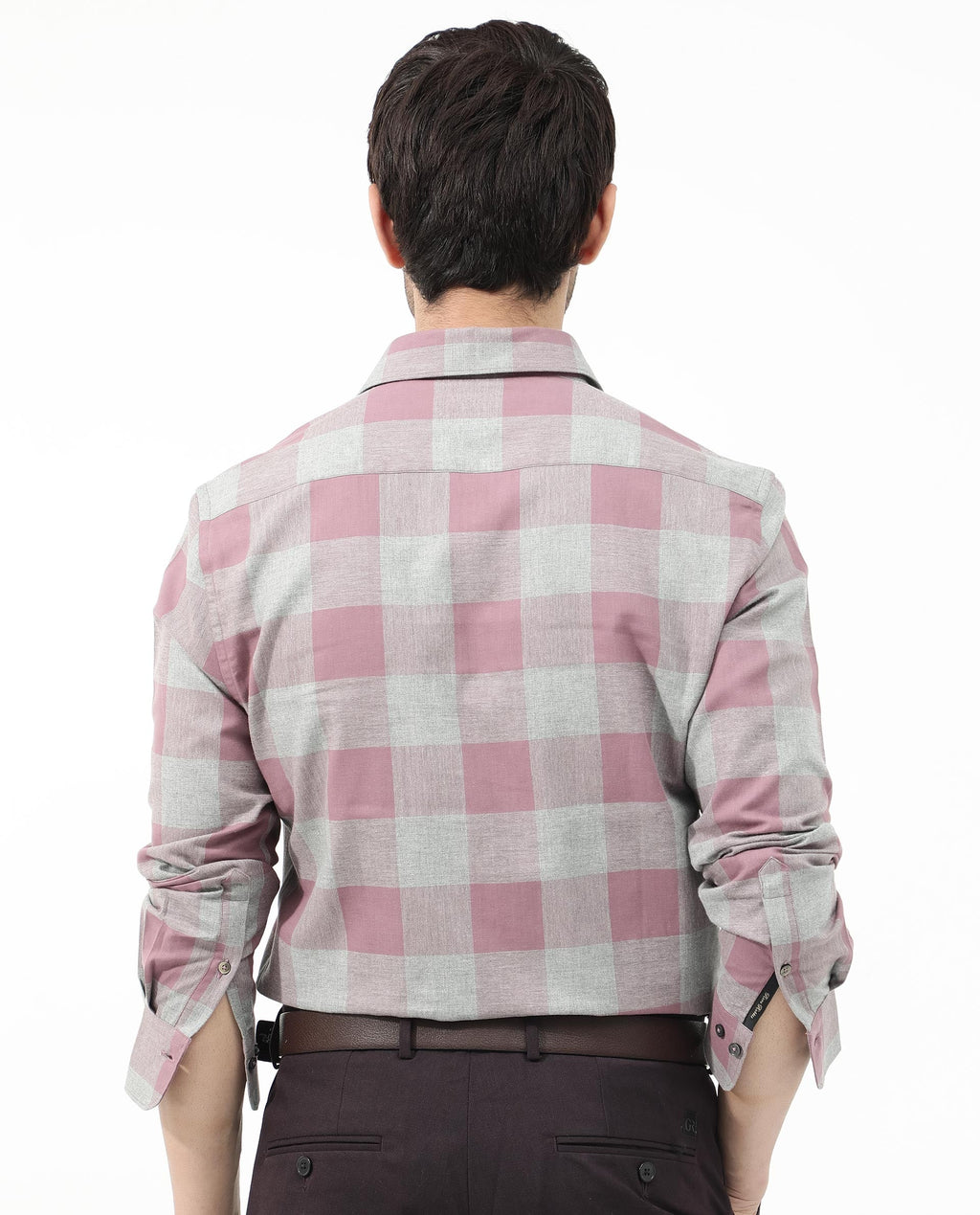 Rare Rabbit Men's Etan Dusky Pink Cotton Checked Print Regular Fit Full Sleeve Collared Shirt
