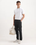 Rare Rabbit Men's Evita Black Cotton Striped Print Regular Fit Trouser