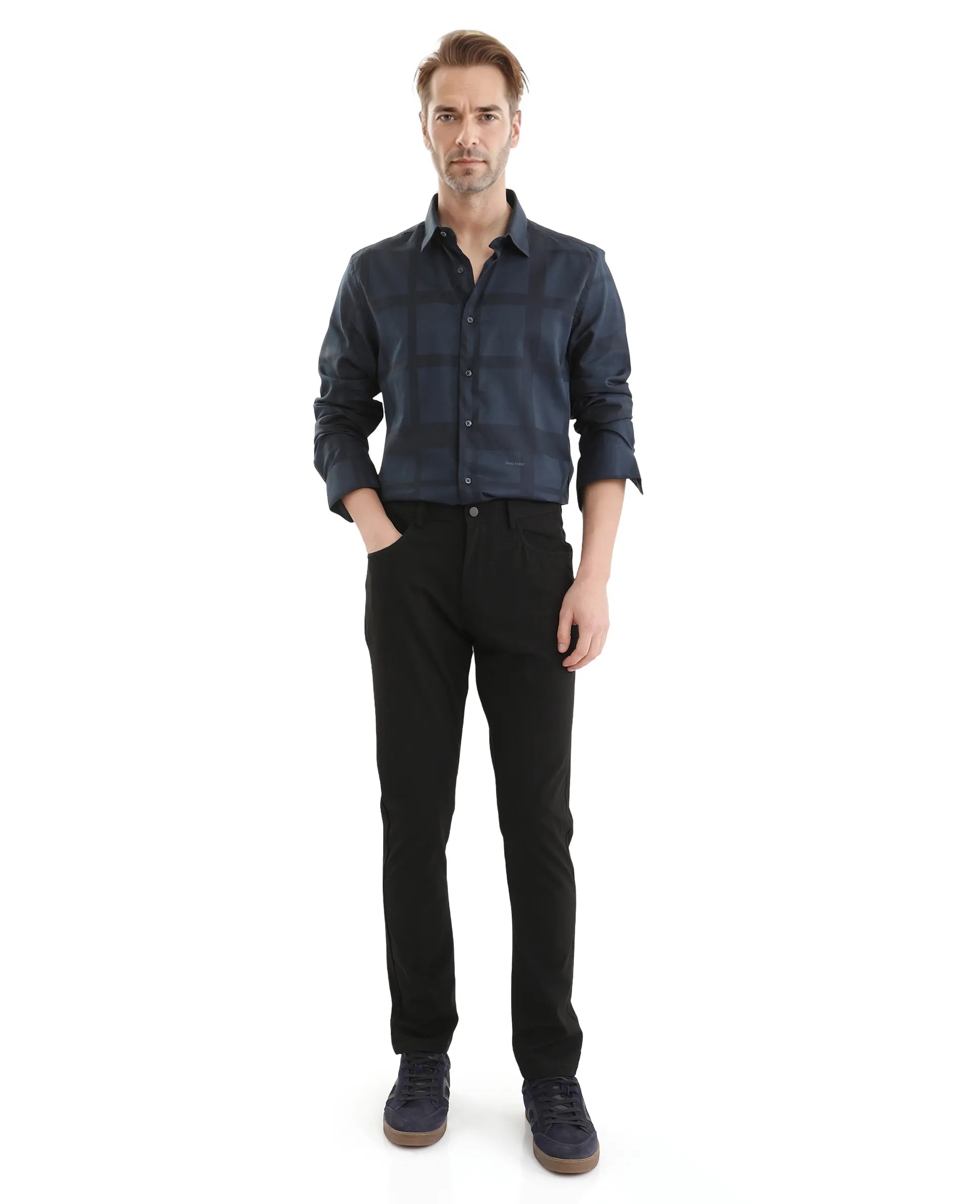 Rare Rabbit Men's Cotton Plain Regular Fit Trouser