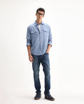 Rare Rabbit Men's Ferrer Navy Cotton Plain Hawk Slim Fit Jeans