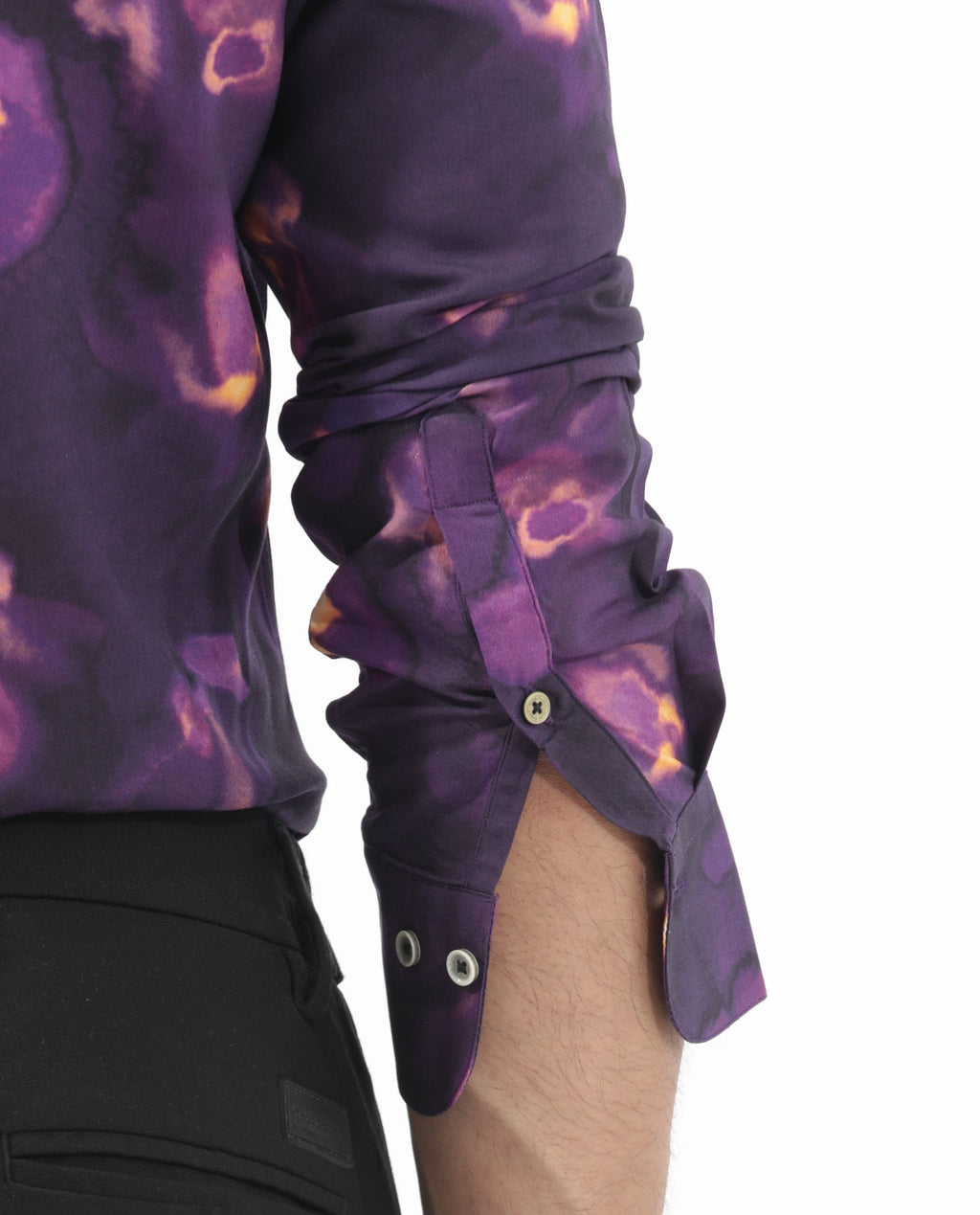Rare Rabbit Men's Flage Purple Viscose Floral Print Regular Fit Full Sleeve Collared Shirt