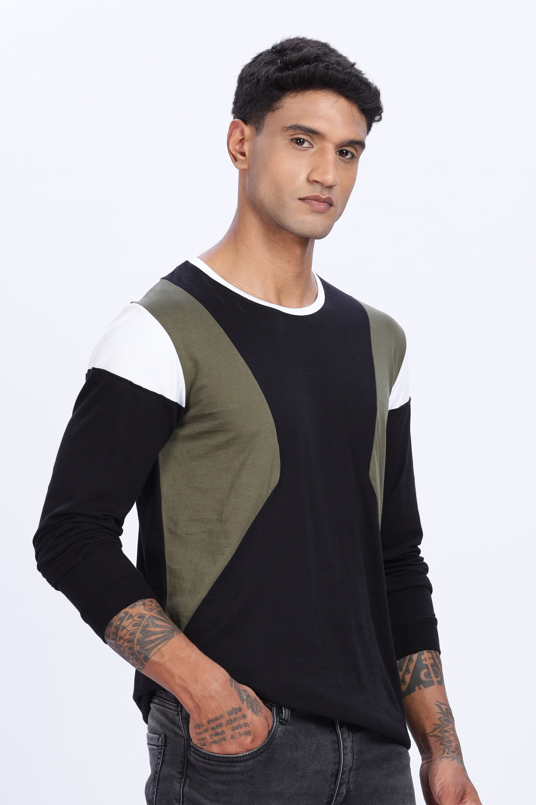 Men Multicolor Casual Full Sleeve Round Neck T-Shirt