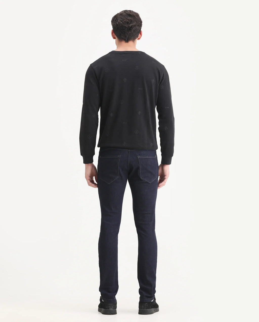 Rare Rabbit Men's Frisco Navy Cotton Plain Hawk Slim Fit Jeans