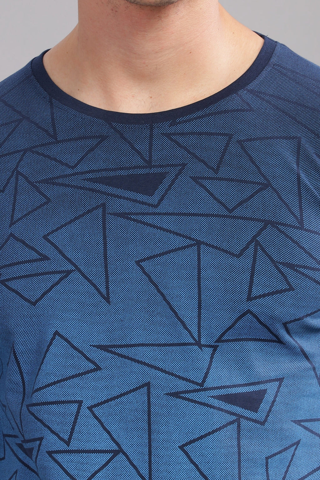 Men Blue Full Sleeve T-Shirt