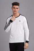 Men White Full Sleeve T-Shirt