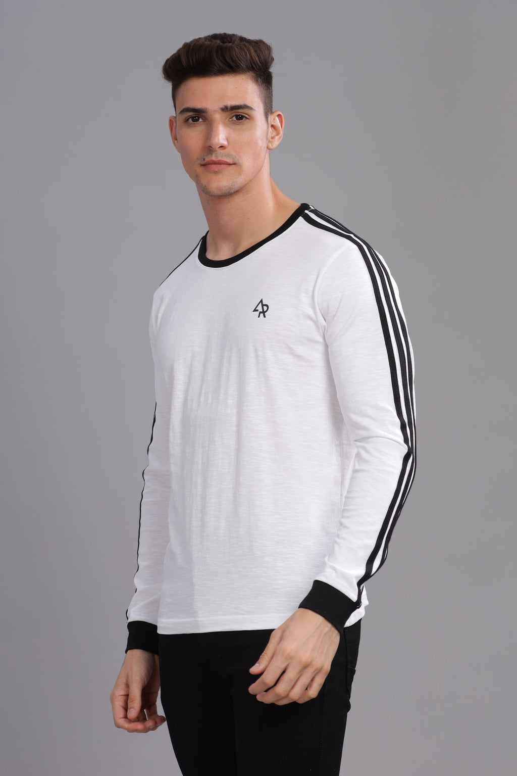 Men White Full Sleeve T-Shirt