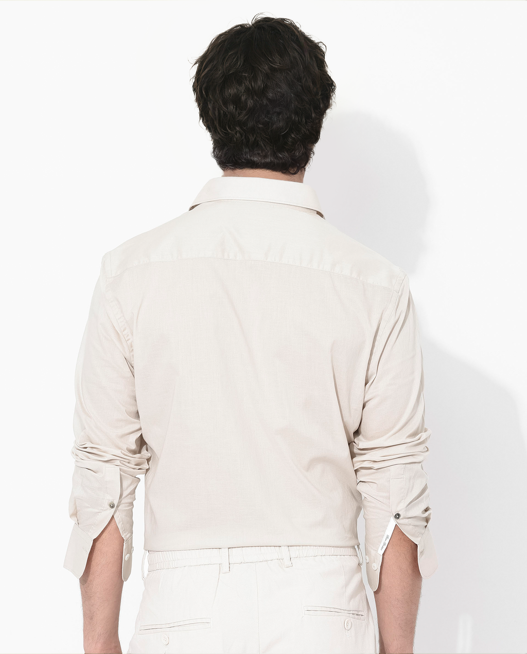 Rare Rabbit Men's Fullsleen Beige Cotton Plain Regular Fit Full Sleeve Collared Shirt