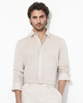 Rare Rabbit Men's Fullsleen Beige Cotton Plain Regular Fit Full Sleeve Collared Shirt