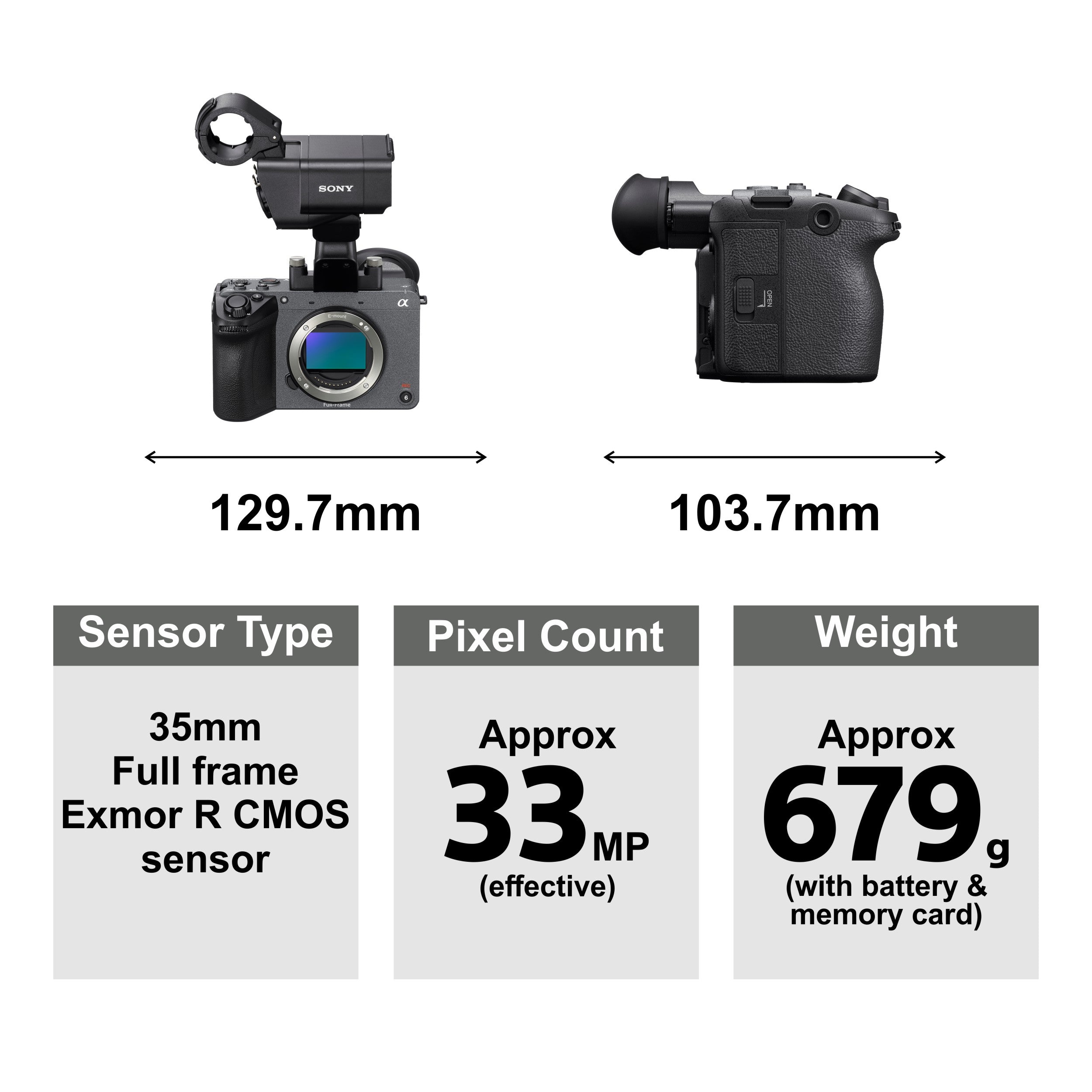 Sony Cinema Line FX2 Full-Frame Camera with XLR Handle | 4K 60P | S-Cinetone | Dual Base ISO | Compact & Lightweight | Made for Filmmakers - Grey