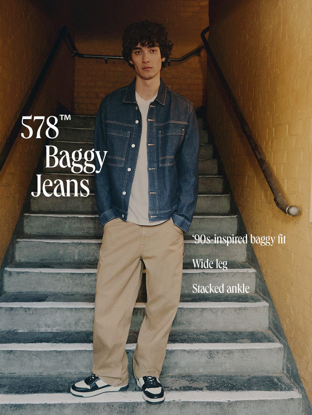 Men's 578 Beige Loose Fit Mid Rise Jeans