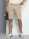 Men's Beige Regular Fit Solid Casual Shorts
