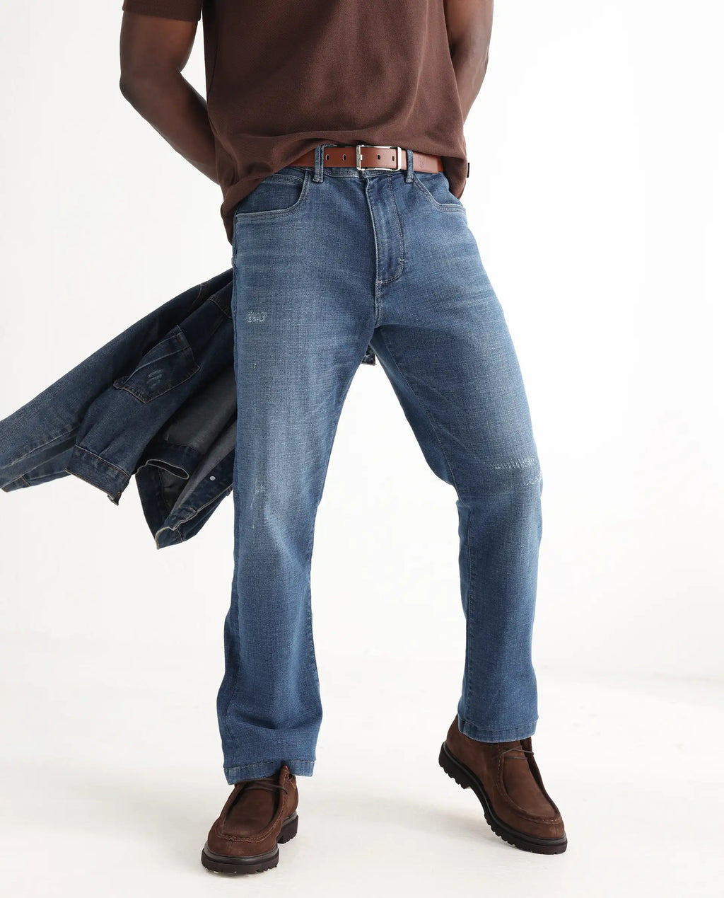 Rare Rabbit Men's Gala Blue Cotton Blend Plain Morris Regular Fit Jeans