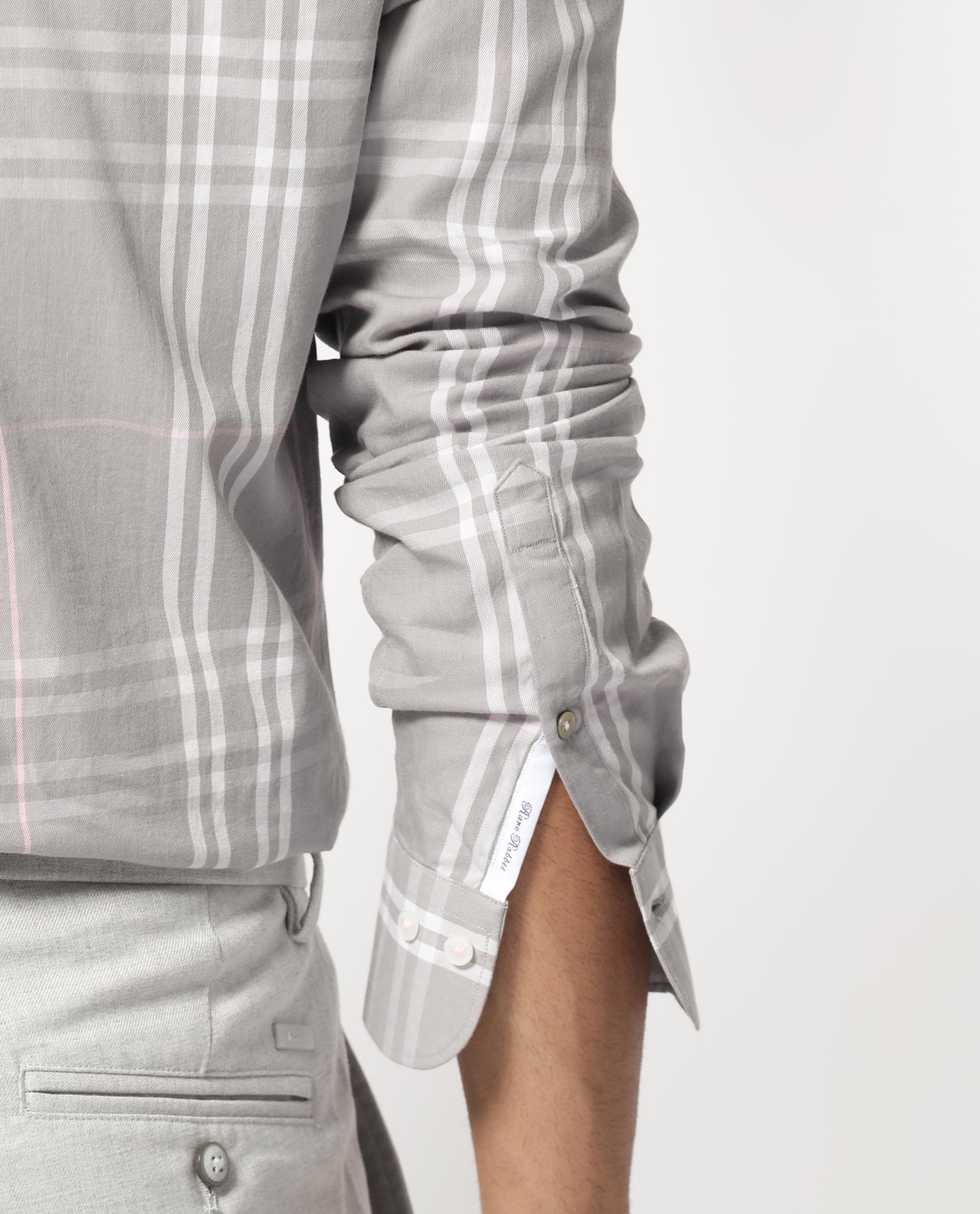 Rare Rabbit Men's Garet Grey Cotton Checked Print Regular Fit Full Sleeve Collared Shirt