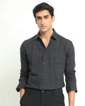 Rare Rabbit Men's Garteh Petrol Cotton Checked Print Regular Fit Full Sleeve Collared Shirt