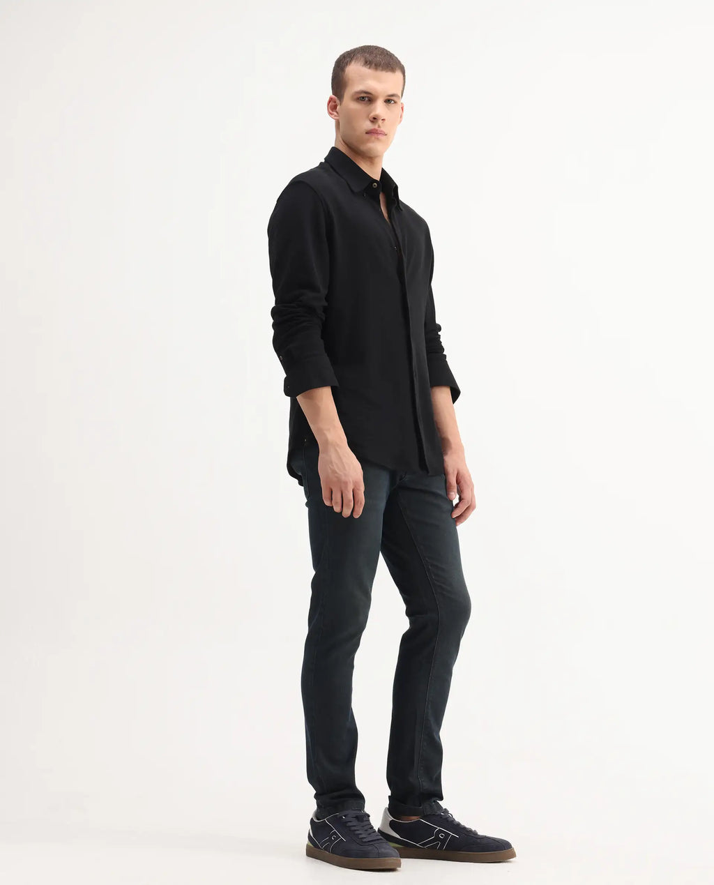 Rare Rabbit Men's Genevo Dusky Blue Cotton Plain Hawk Slim Fit Jeans