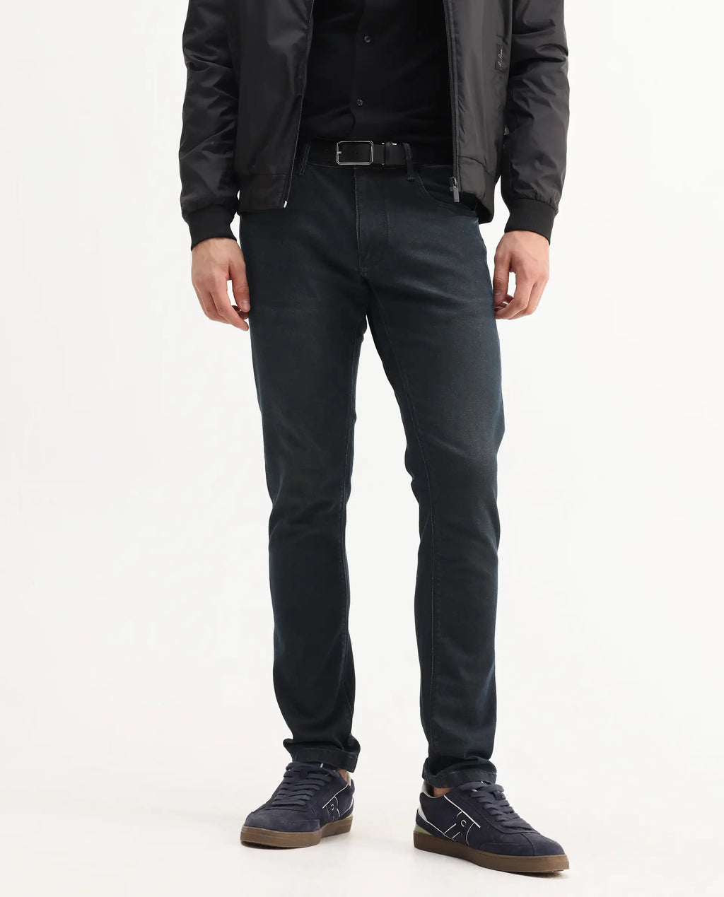 Rare Rabbit Men's Genevo Dusky Blue Cotton Plain Hawk Slim Fit Jeans