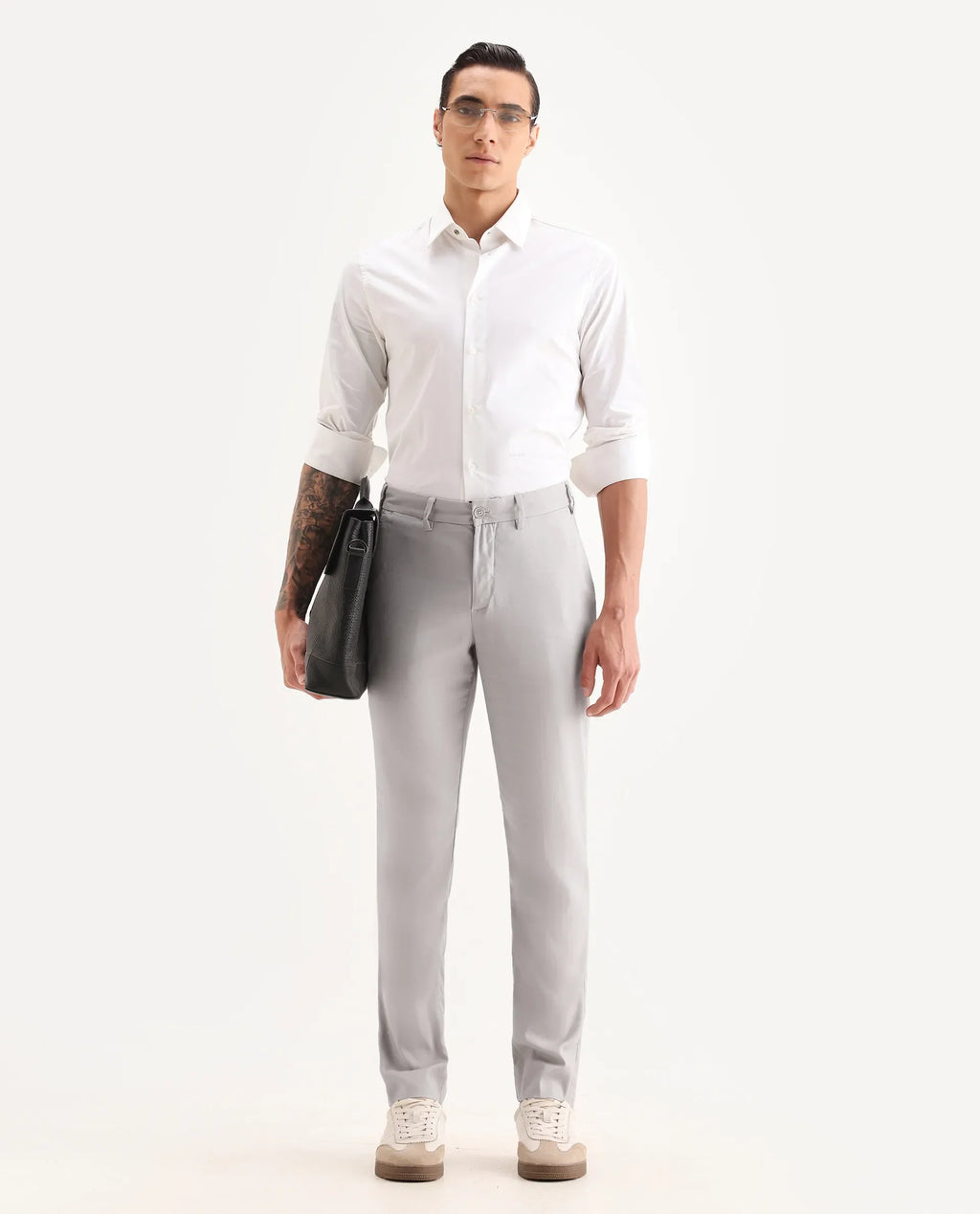 Rare Rabbit Men's Glade 1 Beige Polyester Plain Regular Fit Trouser