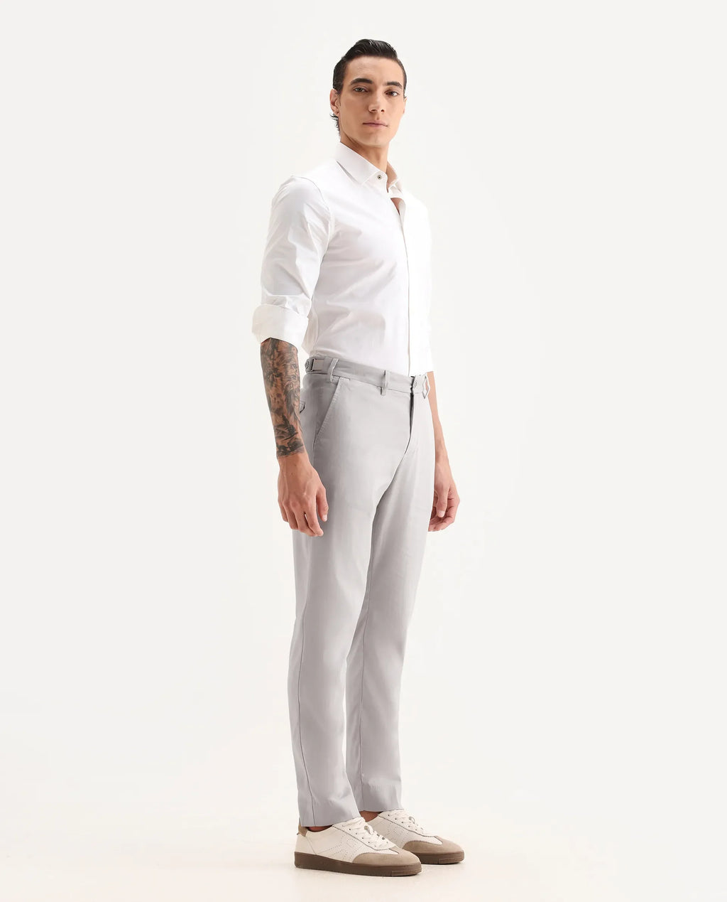 Rare Rabbit Men's Glade 1 Beige Polyester Plain Regular Fit Trouser