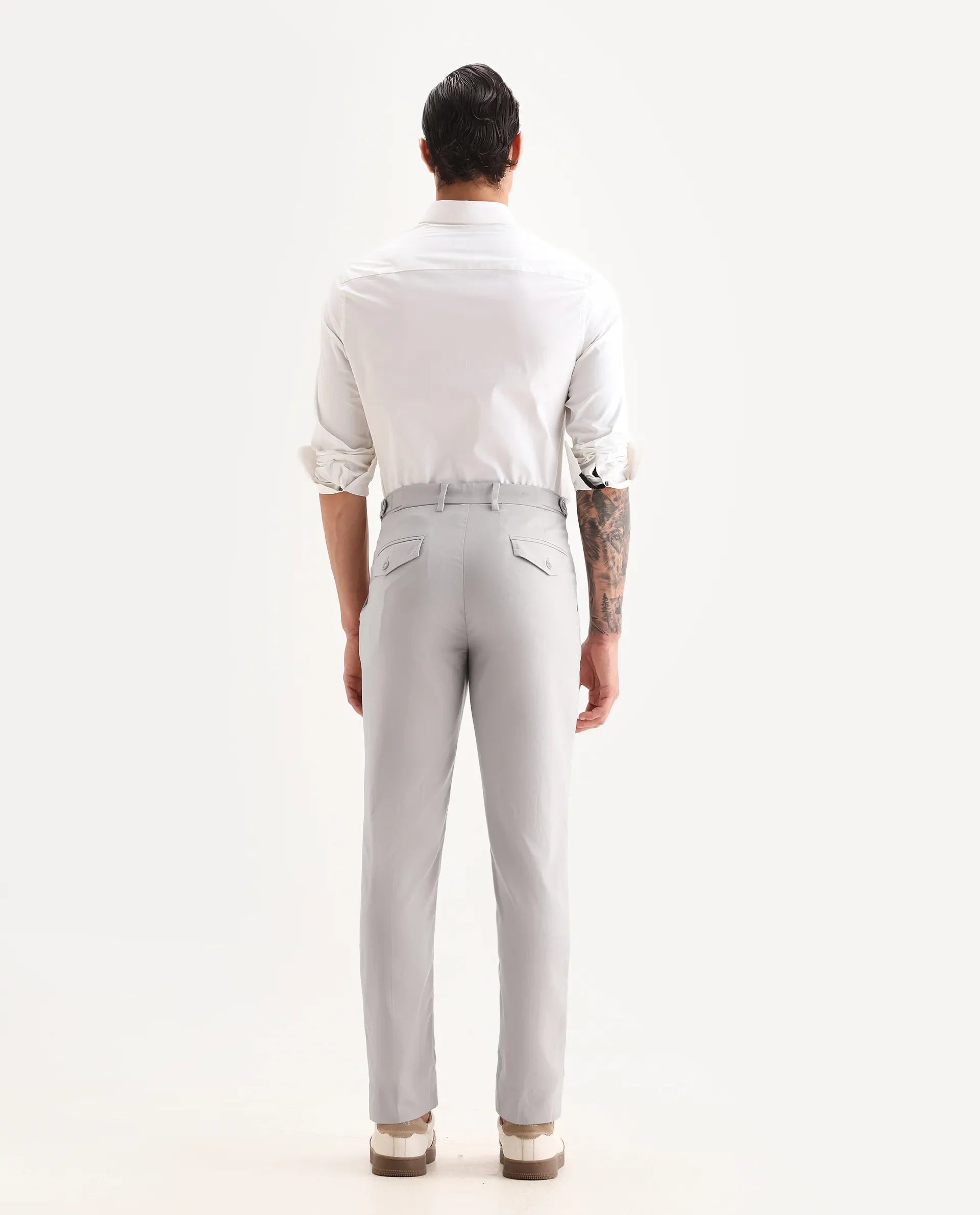 Rare Rabbit Men's Glade 1 Beige Polyester Plain Regular Fit Trouser