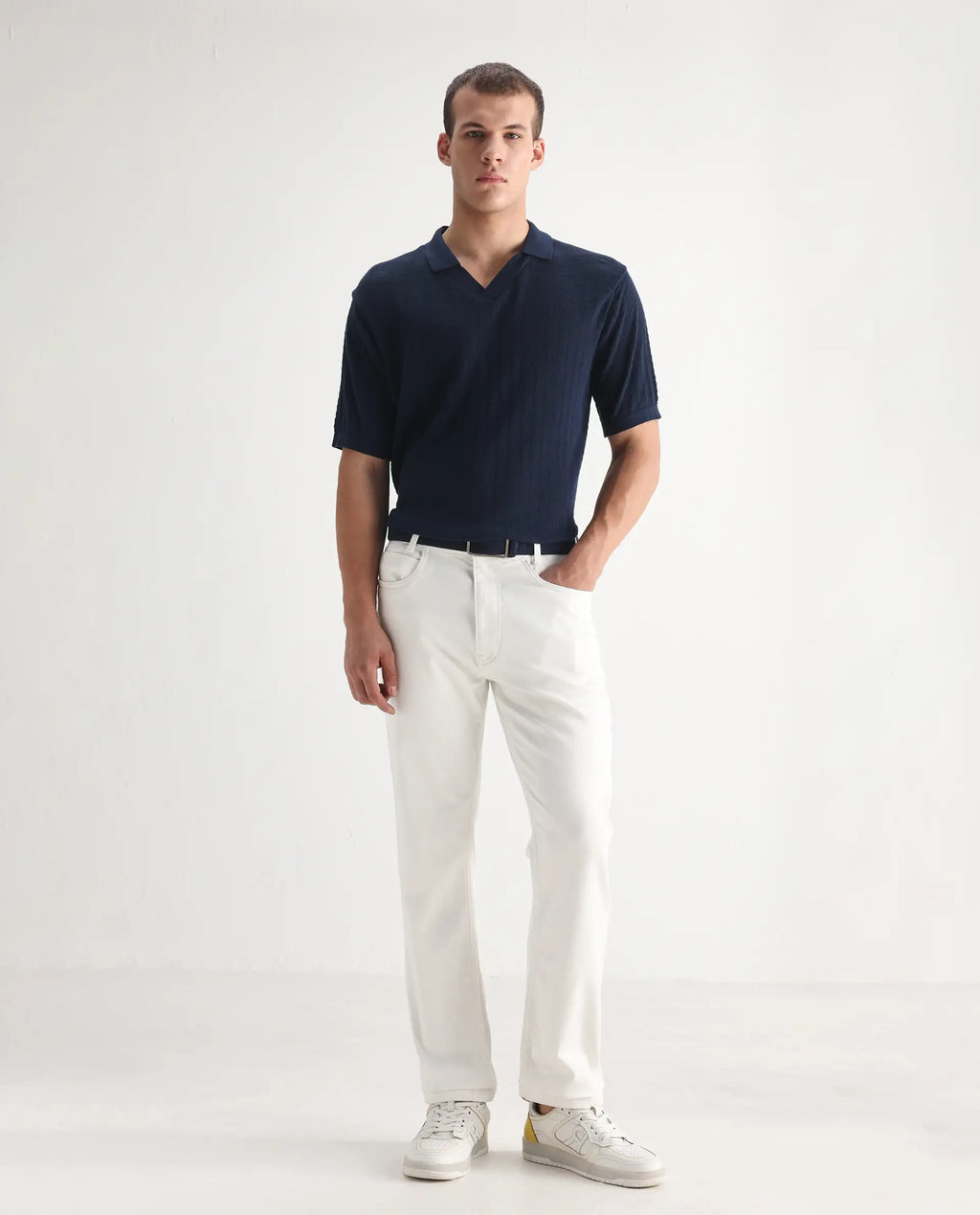 Rare Rabbit Men's Glebon White Cotton Plain Morris Regular Fit Jeans