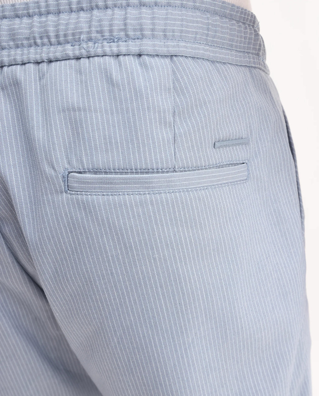 Rare Rabbit Men's Glew Pastel Blue Cotton Striped Print Regular Fit Trouser