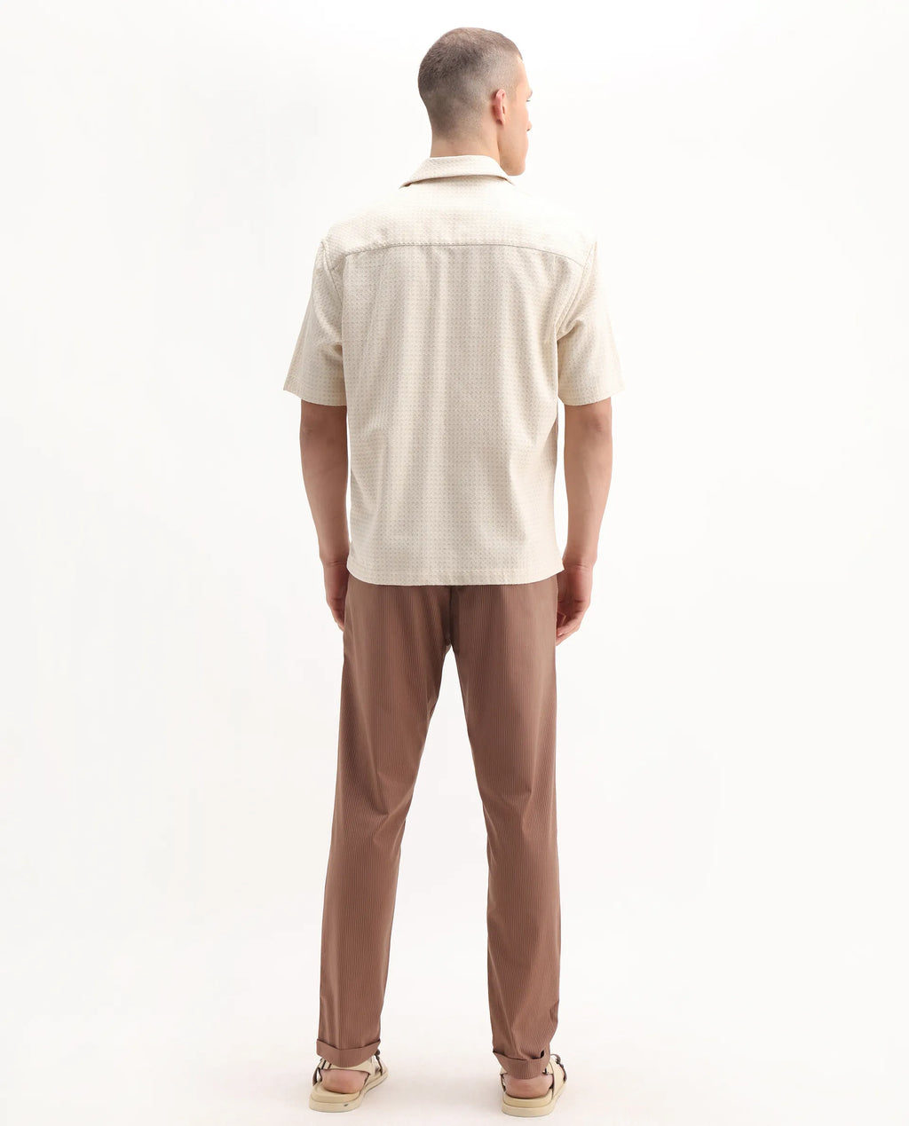Rare Rabbit Men's Glew Rust Cotton Striped Print Regular Fit Trouser