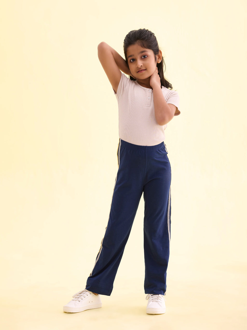Navy Cotton Stretch Track Pant