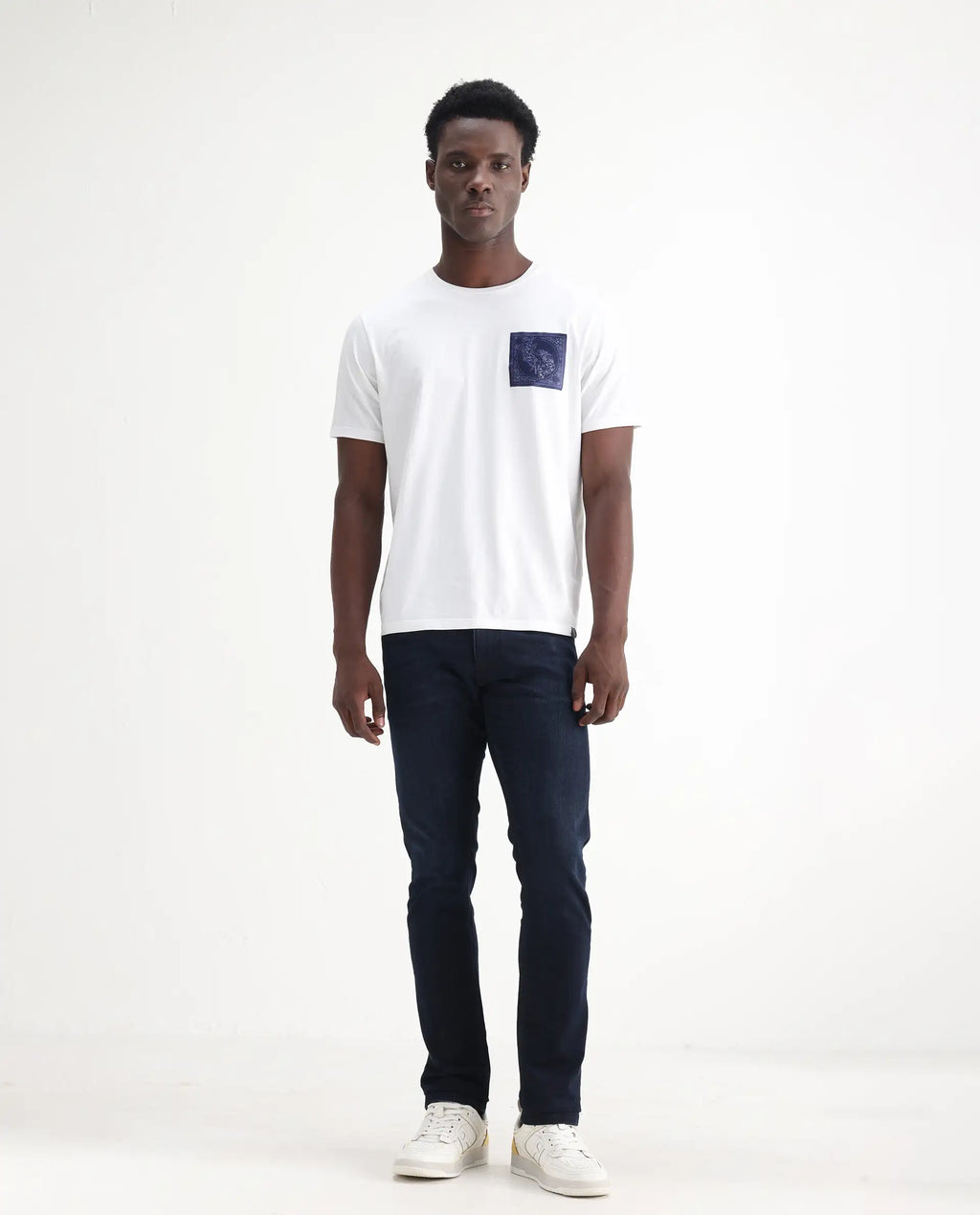 Rare Rabbit Men's Grana Blue Cotton Plain Hawk Slim Fit Jeans