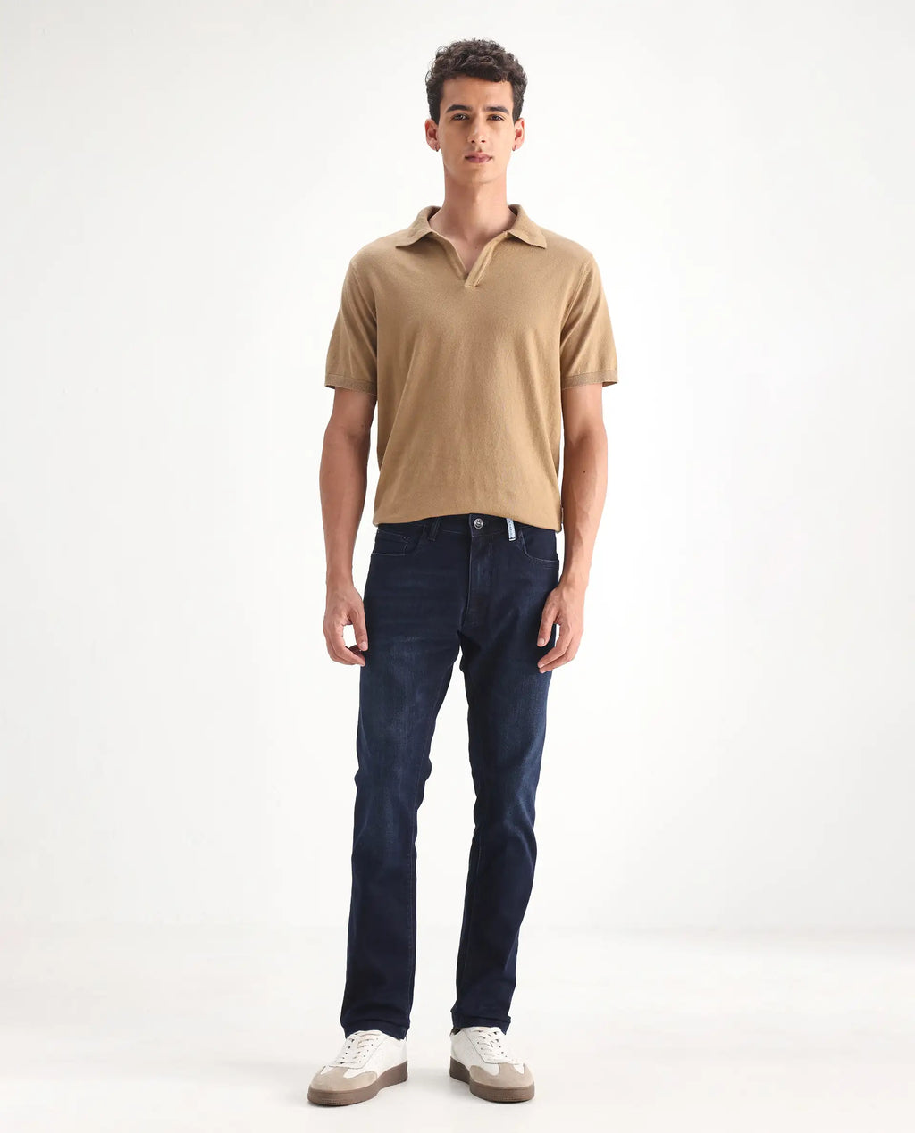 Rare Rabbit Men's Gran Navy Cotton Plain Morris Regular Fit Jeans