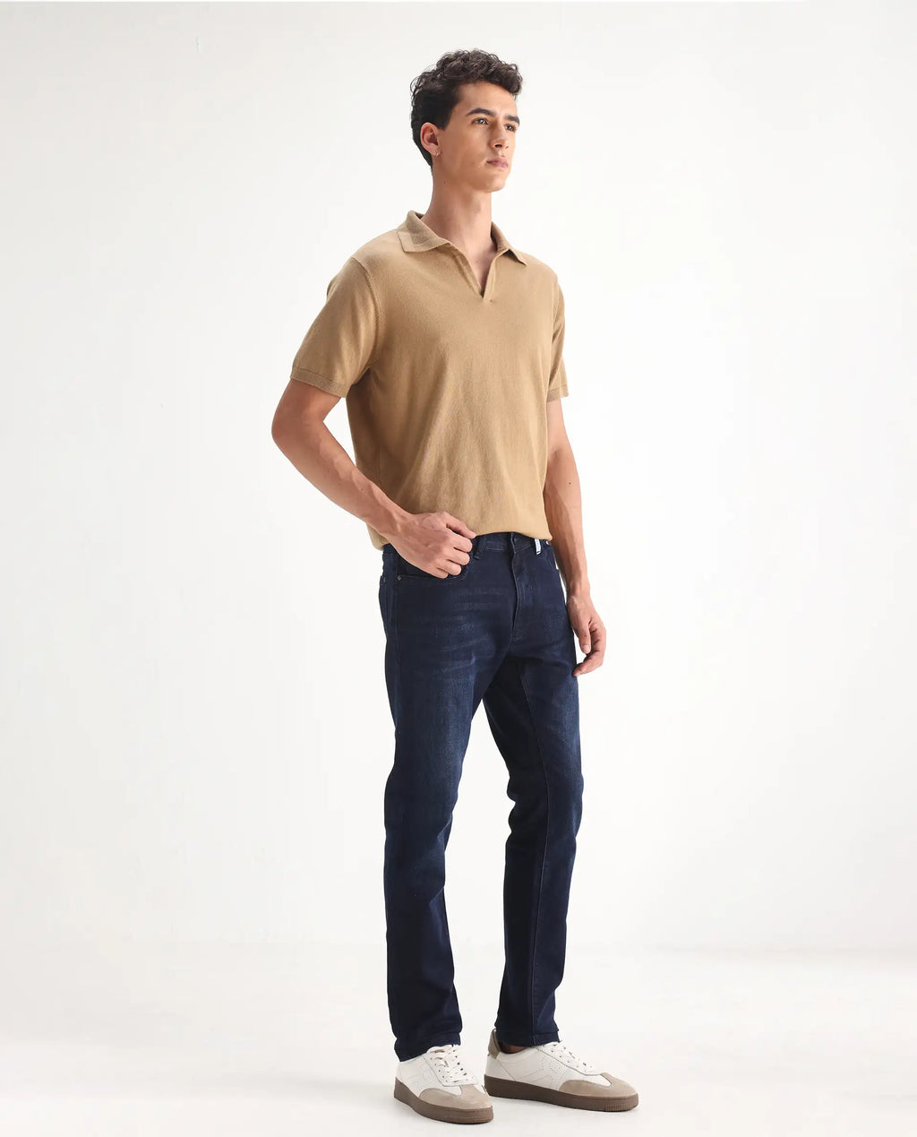 Rare Rabbit Men's Gran Navy Cotton Plain Morris Regular Fit Jeans