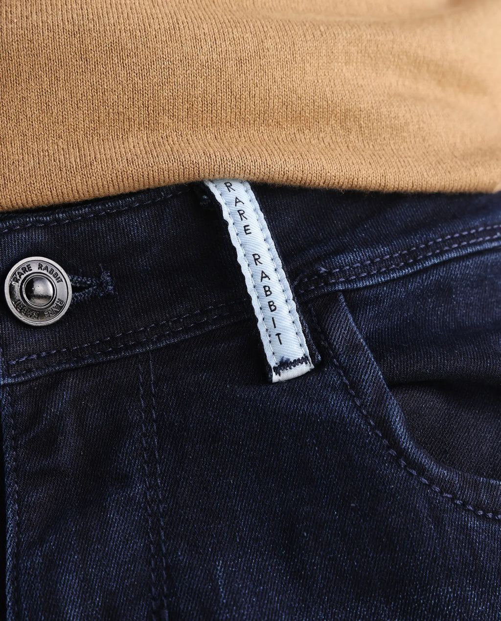 Rare Rabbit Men's Gran Navy Cotton Plain Morris Regular Fit Jeans