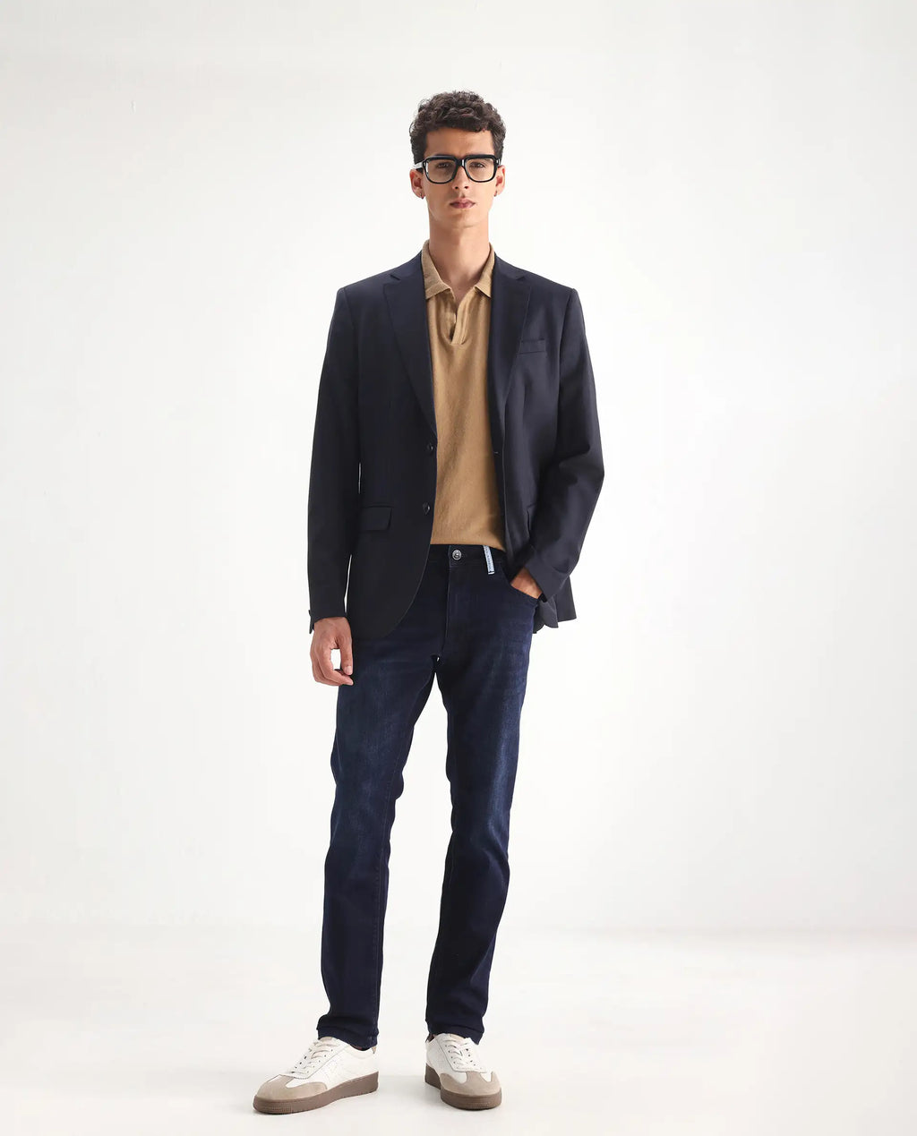 Rare Rabbit Men's Gran Navy Cotton Plain Morris Regular Fit Jeans
