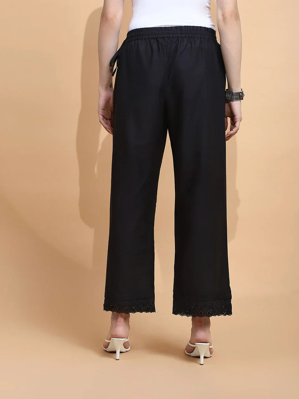 Black Cotton Loose Fit Palazzo