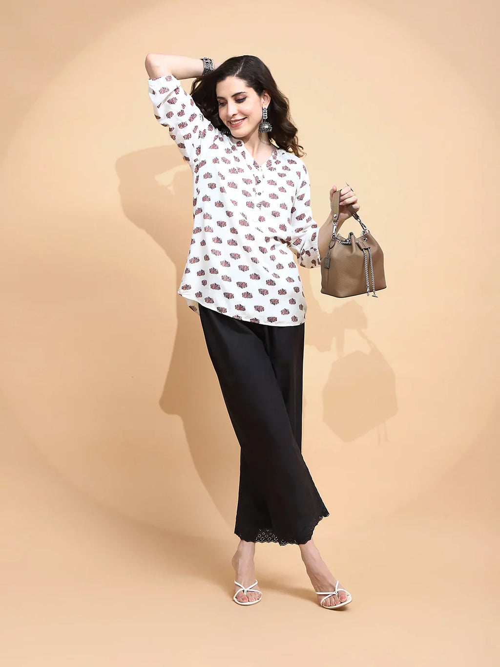 Black Cotton Loose Fit Palazzo