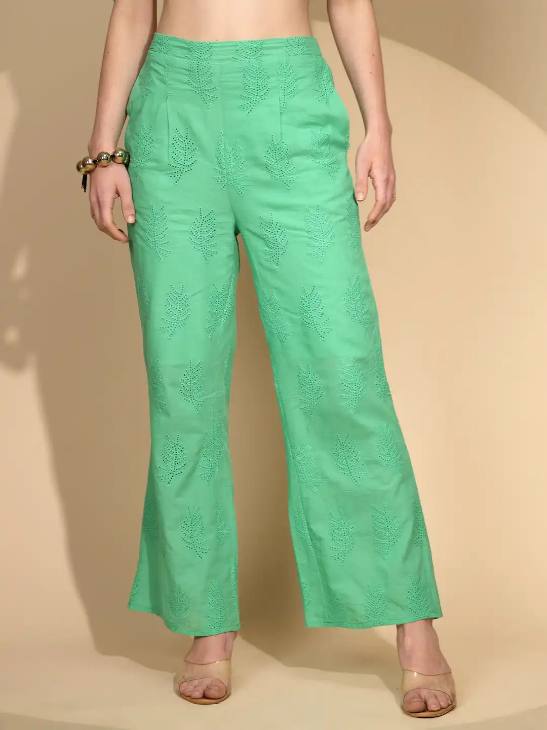 Green Cotton Regular Fit Lower