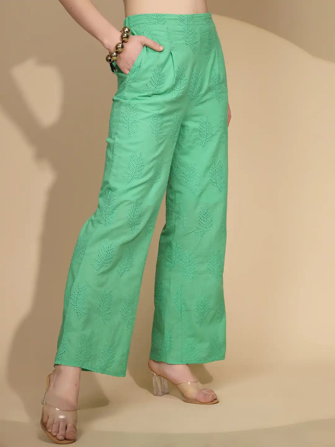 Green Cotton Regular Fit Lower