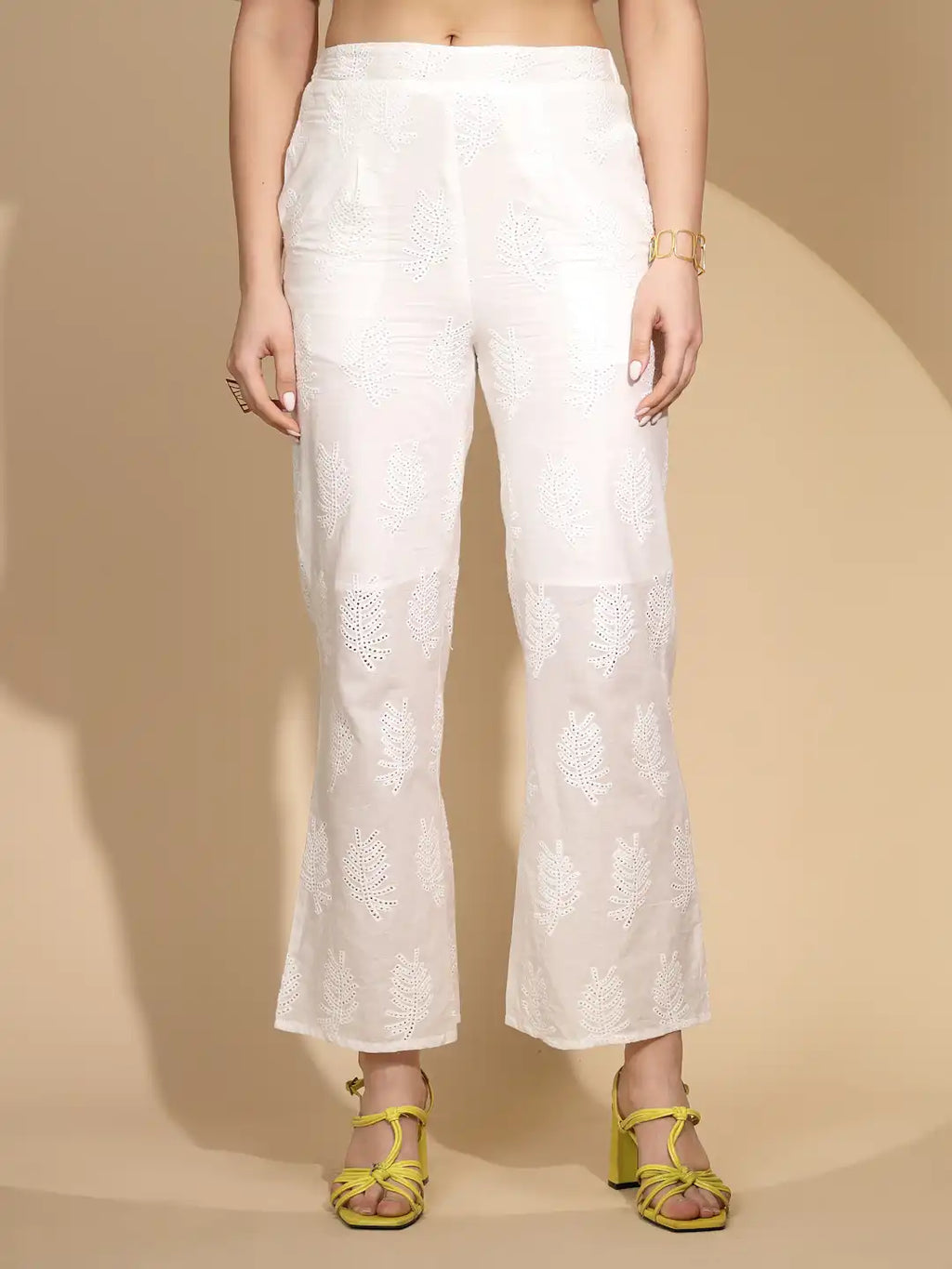 White Cotton Regular Fit Lower