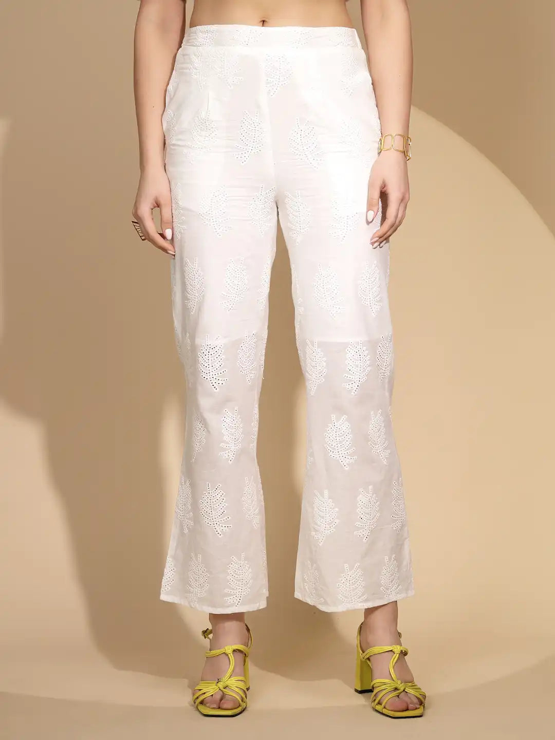 White Cotton Regular Fit Lower
