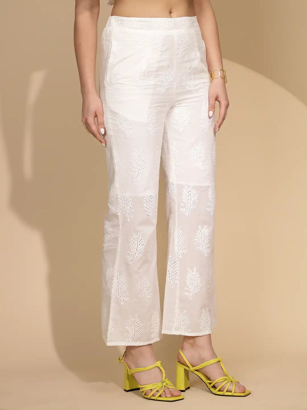 White Cotton Regular Fit Lower