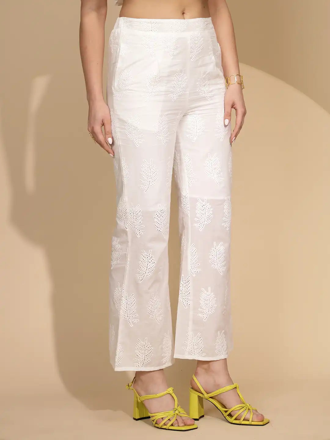 White Cotton Regular Fit Lower